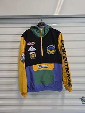 Pokemon Embroidered Patches Color Block Windbreaker Small NWT (CD)